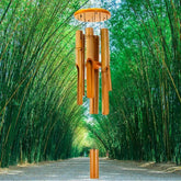 30" Classic Brown Bamboo Wind Chime – Handcrafted Wooden Zen Garden Decor